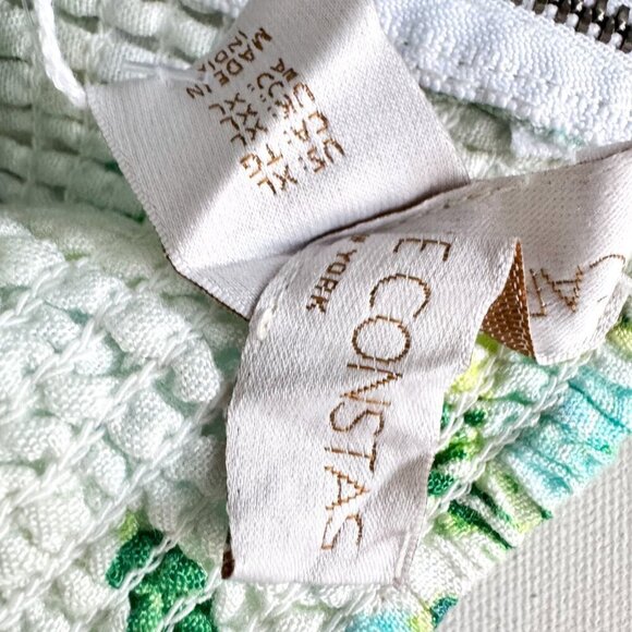 Caroline Constas Linen Floral Blue Green Cropped Top XL - Picture 7 of 7